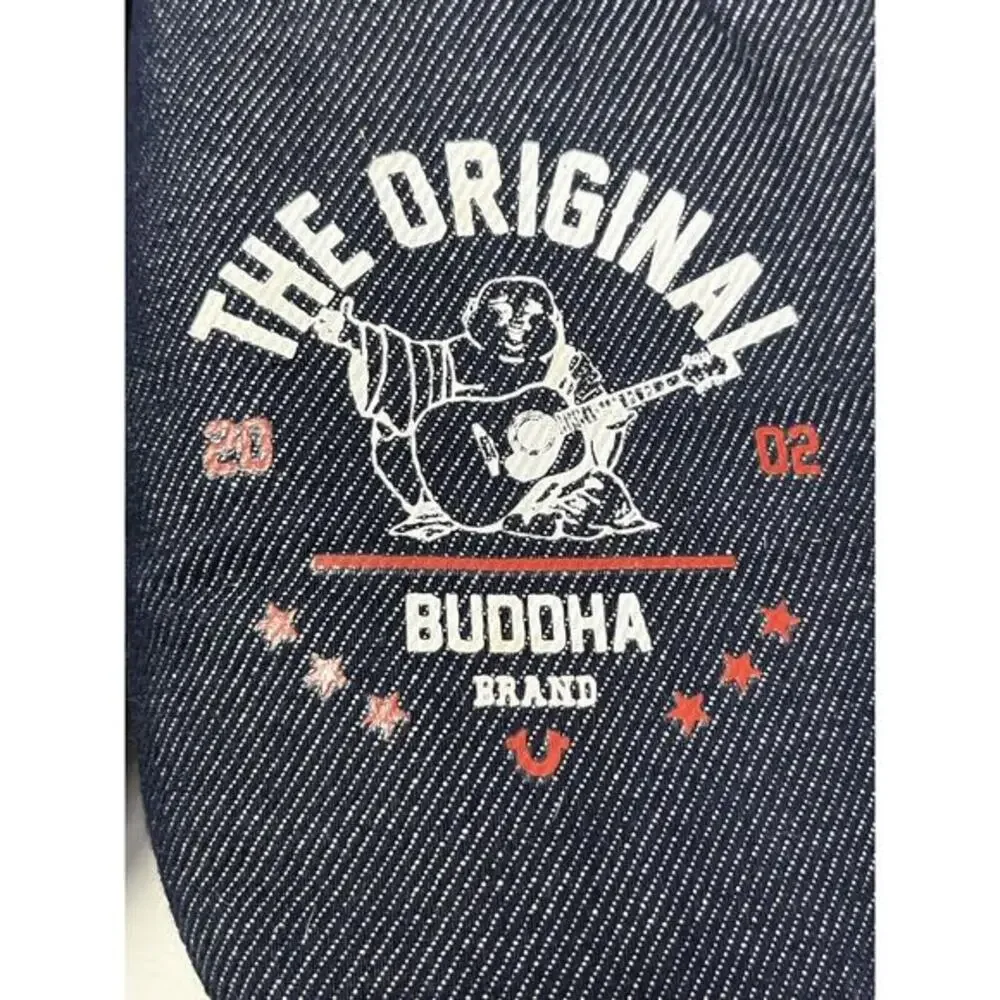 True‎ Religion Mens Size M 9-10 Black Blue Slip On Slippers Original Buddah